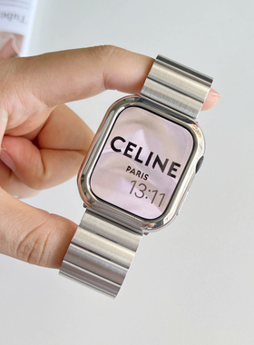 苹果华强北适用手表表带一株s9s8高级钢带金属简约不锈钢iwatch11