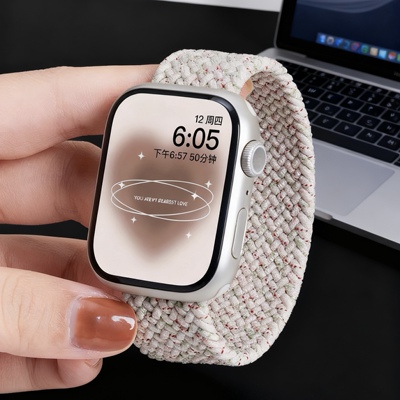 适用华强北手表带S11ProMax苹果iwatchS10学生编织尼龙弹力Ultra3
