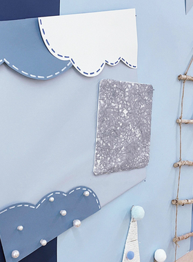 幼儿园环蓝色系环创材料DIY手工教室装饰环境布置全开卡纸背景纸