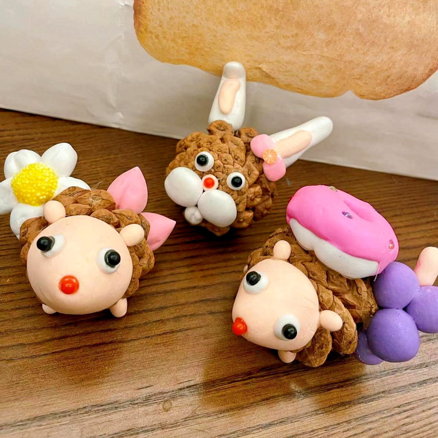 秋天手工松果环创材料包幼儿园美工区投放diy自制小刺猬作品装饰