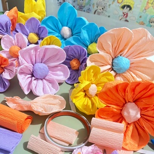 幼儿园主题墙边框环创装饰开学春天墙面布置材料莫兰迪褶皱纸花朵