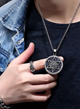 韩版朋克六芒星男女毛衣链