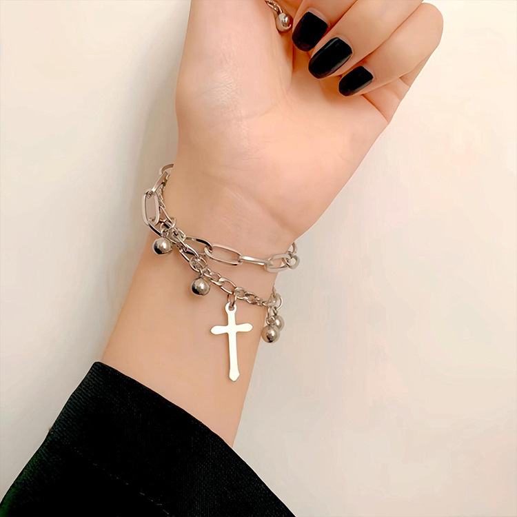 欧美朋克风十字架钛钢手链