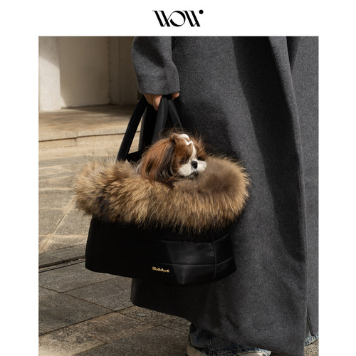 wowbabepets暮色貉子毛宠物防水保暖冬季耐抓便携猫狗外出包