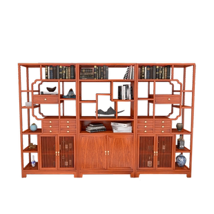 红木博古架三组合新中式刺猬紫檀隔厅柜古董架多宝阁非洲花梨木