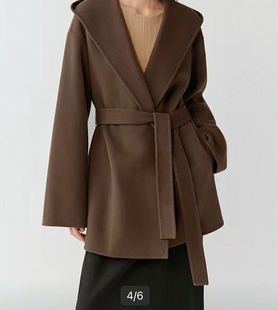 【商场同款】2025冬季新品连帽双面呢中长大衣