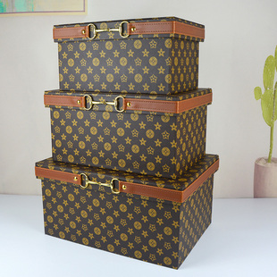 高级感皮革收纳盒样板房衣柜整理箱盒家具展厅陈列室内软装 饰摆件