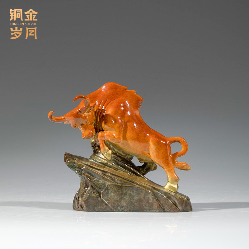 《牛势如虹》铜金岁月全黄铜牛摆件家具客厅办公室书房桌面装饰品,家居饰品,桌面摆件,淘宝优惠券,粉丝福利购,淘宝优惠卷