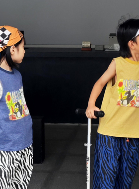 ppapa 企鹅和北极熊联名印花儿童无袖透气色纱棉小背心 913721