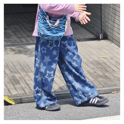 PPAPA男女童星星提花休闲牛仔裤