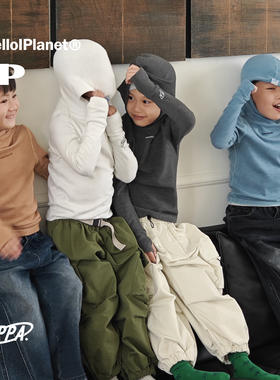 ppapa 蚕丝羊绒连帽印花打底上衣儿童 813483