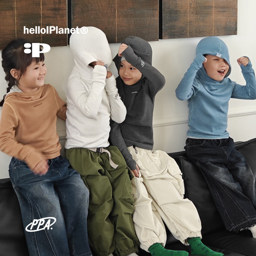 蚕丝羊毛连帽印花打底上衣儿童