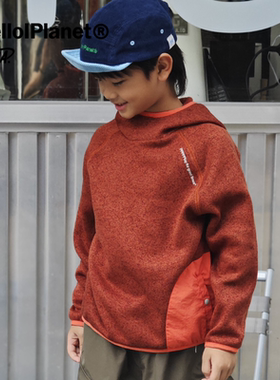 现ppapa 火岩绒抗静电连帽摇粒绒儿童长袖保暖抓绒卫衣 1013160