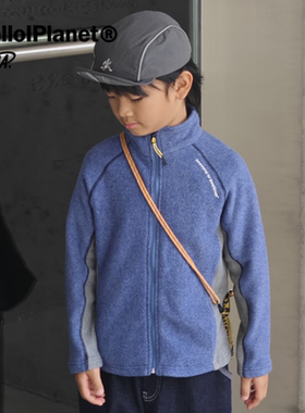 现ppapa 抗静电花纱摇粒绒撞色拼色立领儿童长袖保暖卫衣 1013129