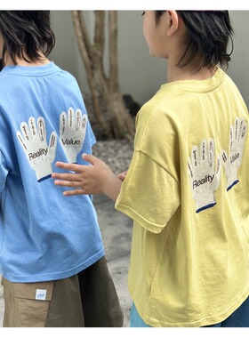 ppapa 25年春夏新款立体手套印花舒适休闲儿童短袖T恤男童夏装