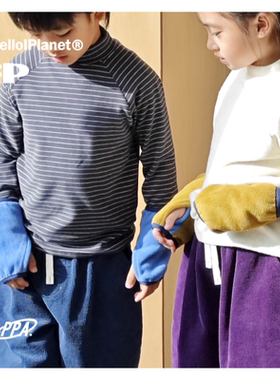 ppapa 儿童长袖条纹T恤秋冬半高领打底衫中大童内搭上衣1013061