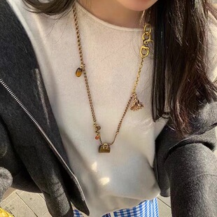 区区欧阳天然石虎眼石包包项链精致个性百搭设计感轻奢长款毛衣链