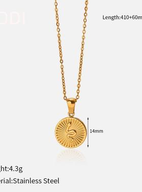 跨境方形时尚设计感304不锈钢吊坠18k炉内真金电镀不掉色钛钢项链