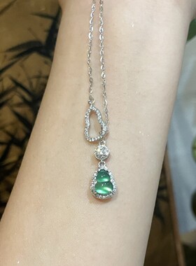 S925纯银玉髓葫芦锁骨链女款
