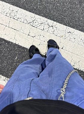 G2自主baggy版型通勤直筒阔腿牛仔裤蓝色法工裤 vintage cleanfit