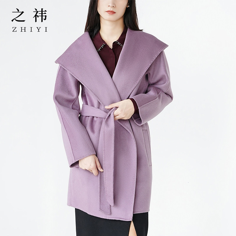 之祎ZHIYI  多色极简松弛水波纹连帽斗篷外套中长款大衣
