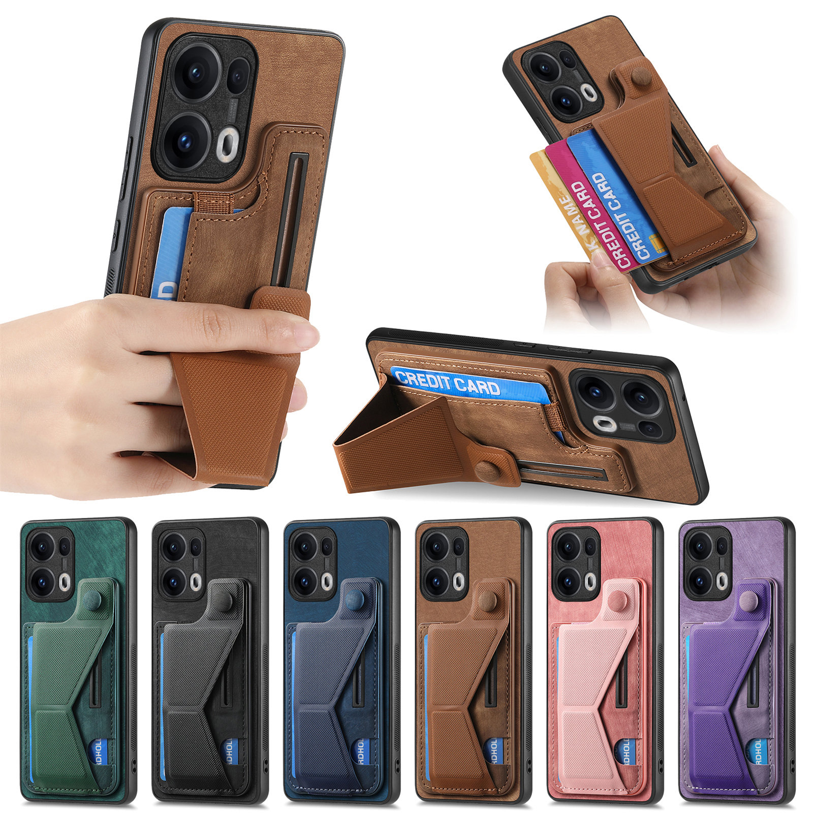 OPPO reno13pro手机壳支架插卡适用真我Neo7保护套A3pro带卡包卡槽reno12新插卡Reno 11放卡片卡夹多功能支架