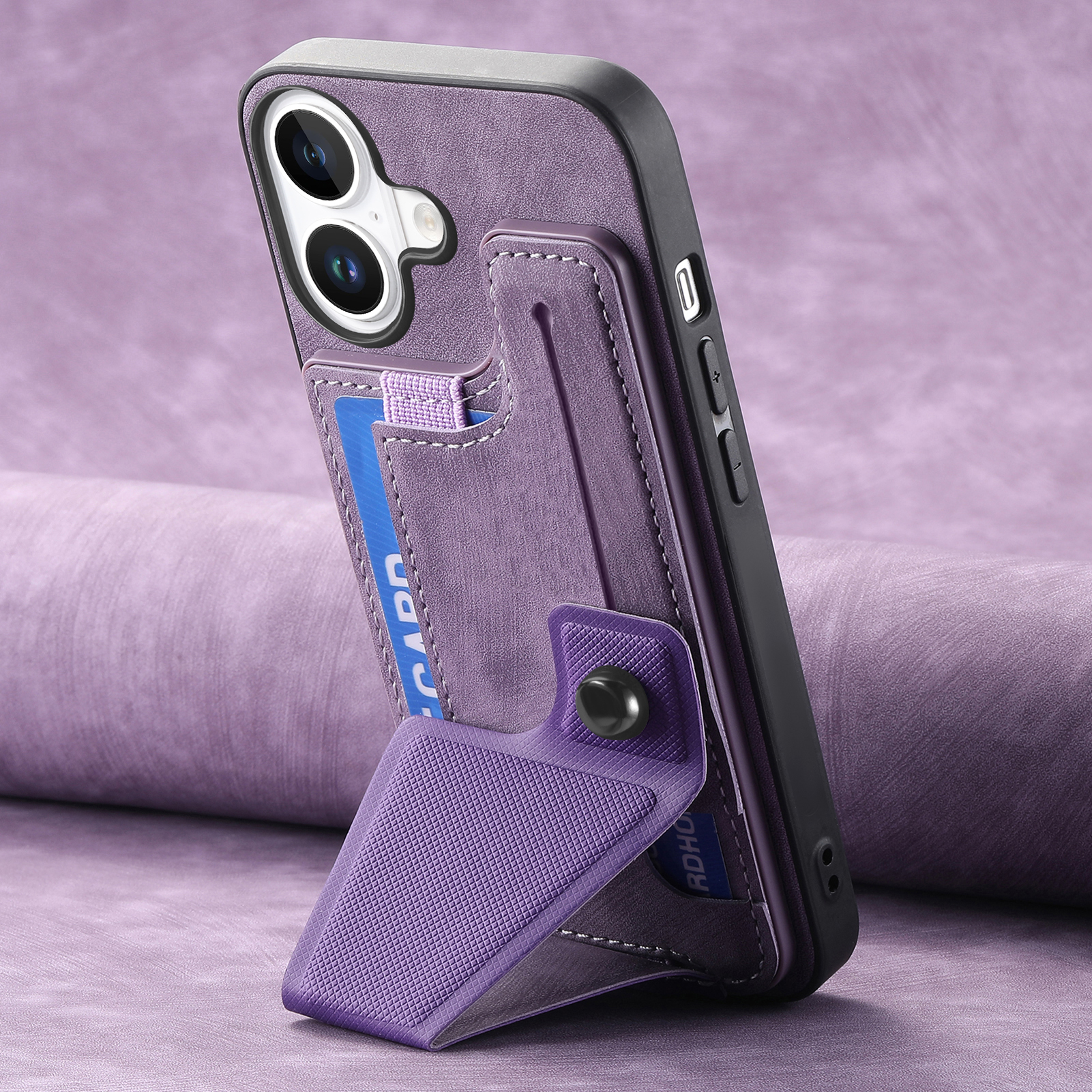 苹果16支架插卡适用苹果15promax手机壳14带卡包iPhone13卡槽11新款XS插卡XR放卡片X卡夹8plus支架一体卡套12