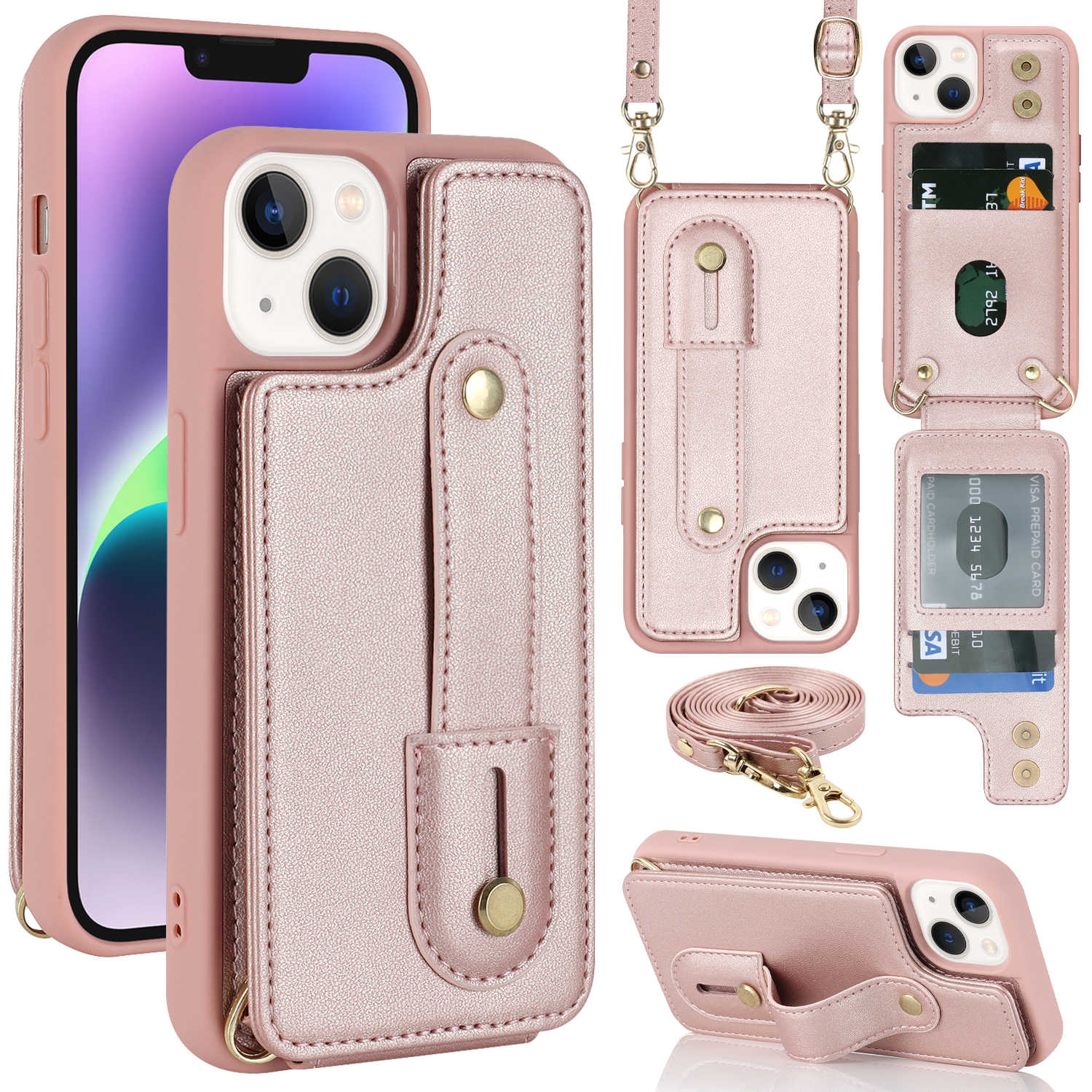卡包适用苹果16promax斜挎手机壳挂绳iPhone14pro高级感12背带11卡套一体XS女款13插卡8plus全包苹果15手机壳