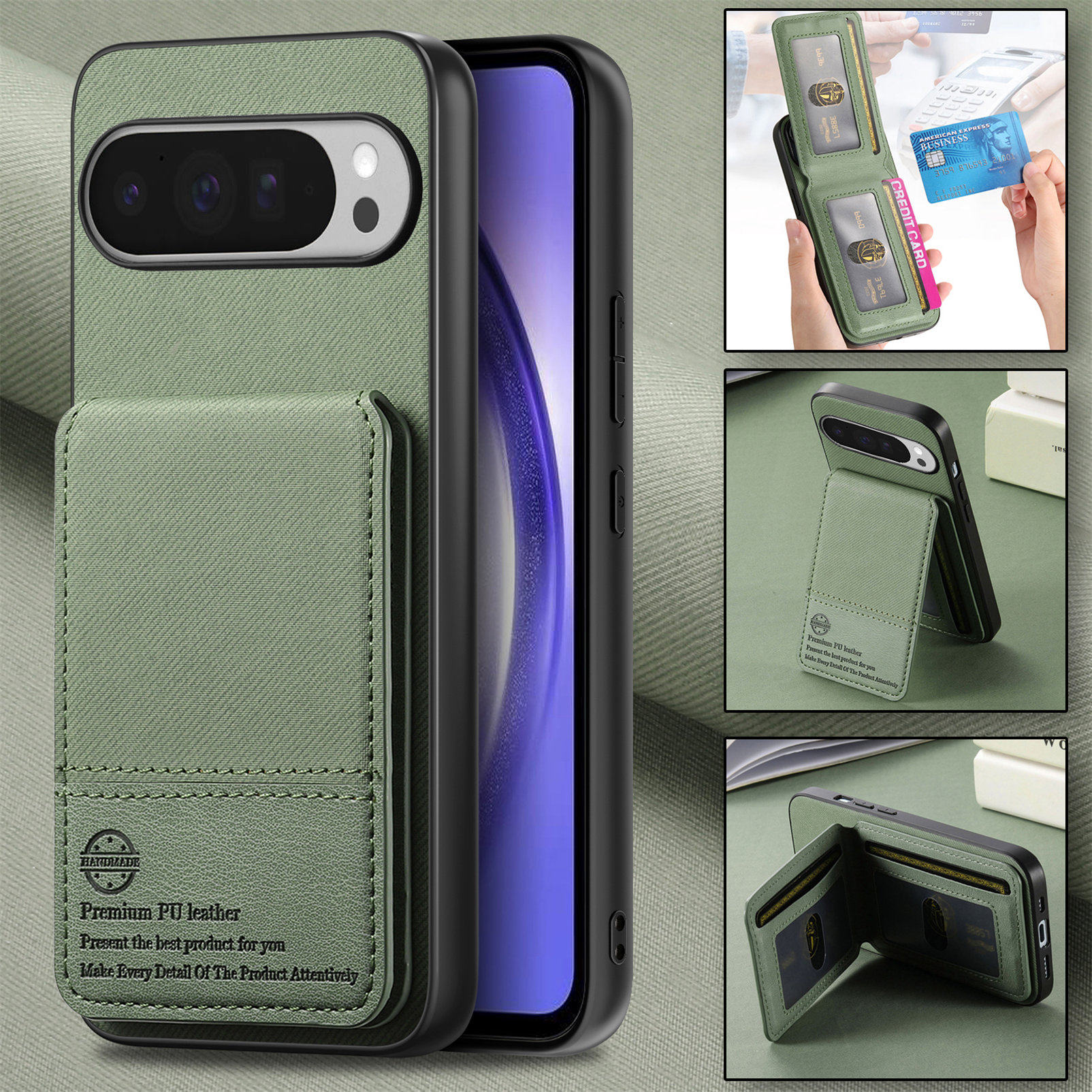 带支架卡包皮套适用谷歌Pixel9A手机壳谷歌Pixel 9 ProXL插卡钱包谷歌Pixel10pro卡套保护套谷歌Pixel9ProXL