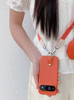 口红耳机零钱包适用谷歌pixel9斜挎手机壳pixel8pro保护套谷歌10皮质Googlepixel7pro壳谷歌10pro斜挎挂绳