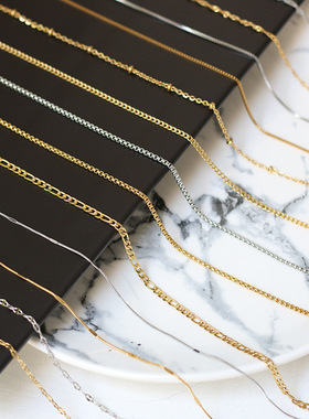 圆珠水波嘴唇毛衣裸链女钛钢项链