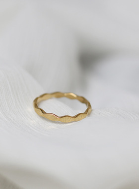 波普欧美菱形水波纹戒指