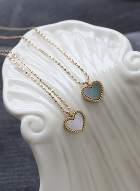 贝壳项链钛钢爱心满天星锁骨链