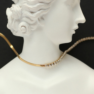 蛇骨爪钻项链钛钢INS脖链choker