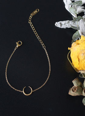 月牙手链芮苼钛钢镀金