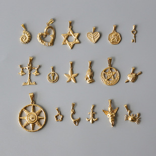 PJ004海螺螃蟹八芒星天使天秤座单吊坠钛钢不锈钢镀金18k项链diy