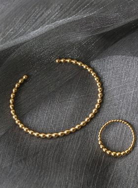 钛钢镀18K金保色开口手镯