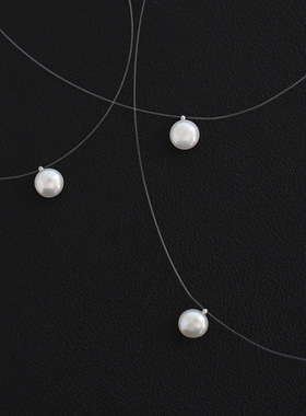 气质项链钛钢鱼线珍珠