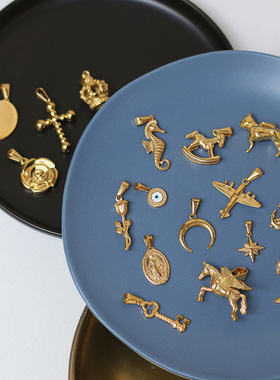 复古吊坠芮苼钛钢镀金女