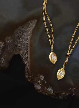 小众ins风橄榄白钻钛钢项链