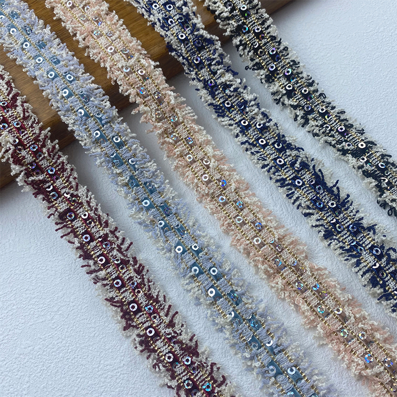 秋冬小香风珠片流苏花边辅料手工diy金线织带服装鞋帽窗帘装饰带