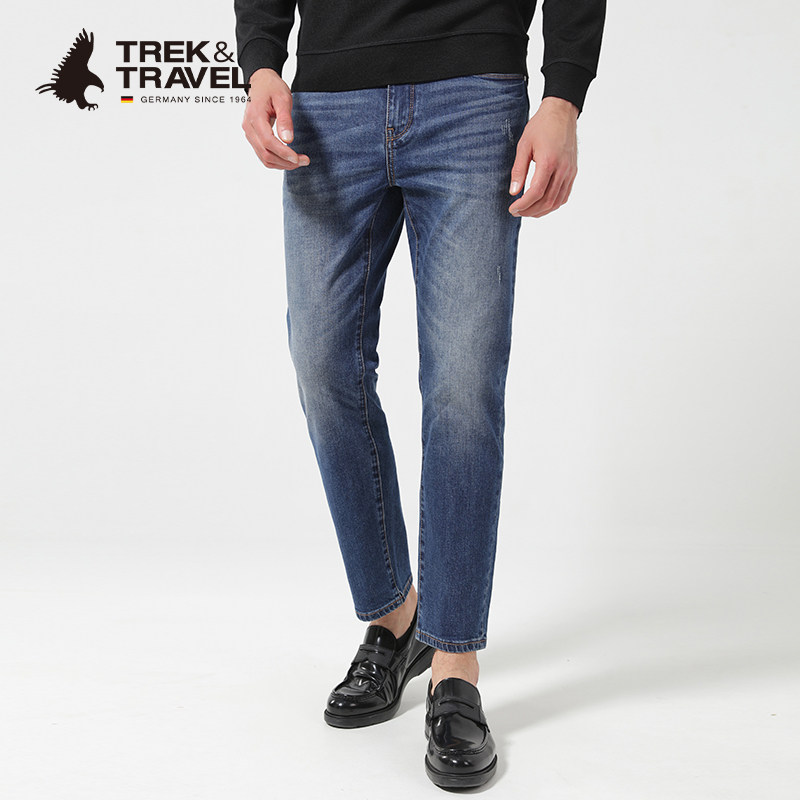TREKTRAVEL德国飞鹰牛仔裤男士春季蓝色商务休闲裤子直筒长裤