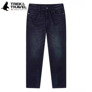 【加厚】TREKTRAVEL德国飞鹰牛仔裤男士深蓝色直筒休闲易搭长裤子