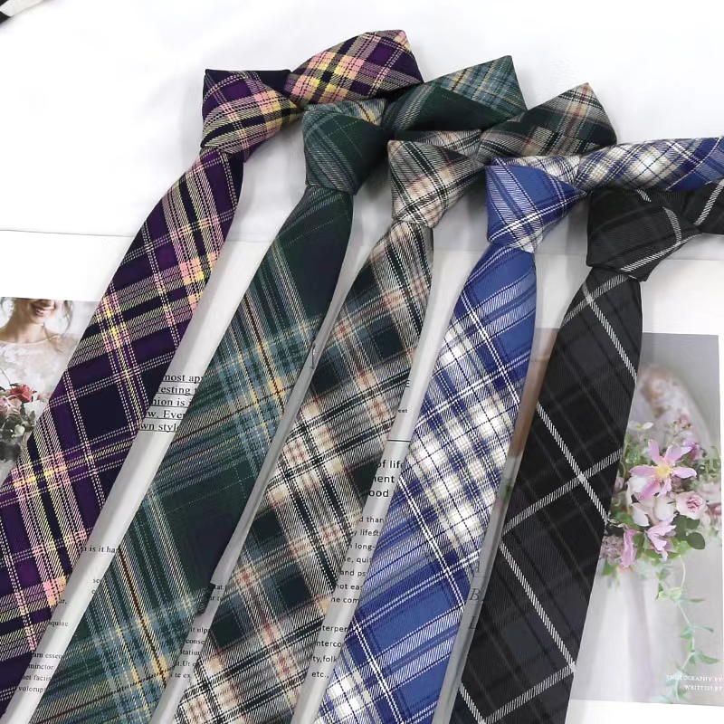 日系dk领带男士jk制服格子衬衫校服装饰女学生学院风韩版复古手打