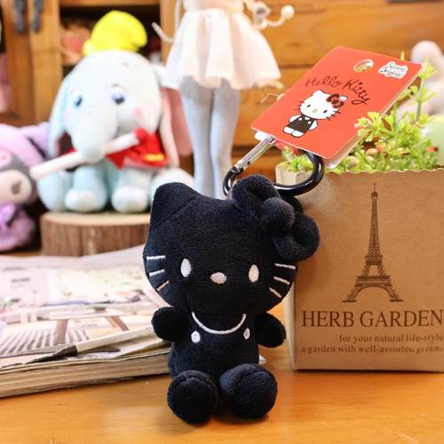 正版三丽鸥黑色凯蒂猫爱心扣挂件