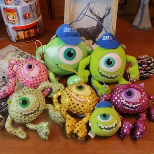 日单 怪兽电力公司 彩色闪闪大眼仔玩偶 独眼怪毛绒公仔 挂件