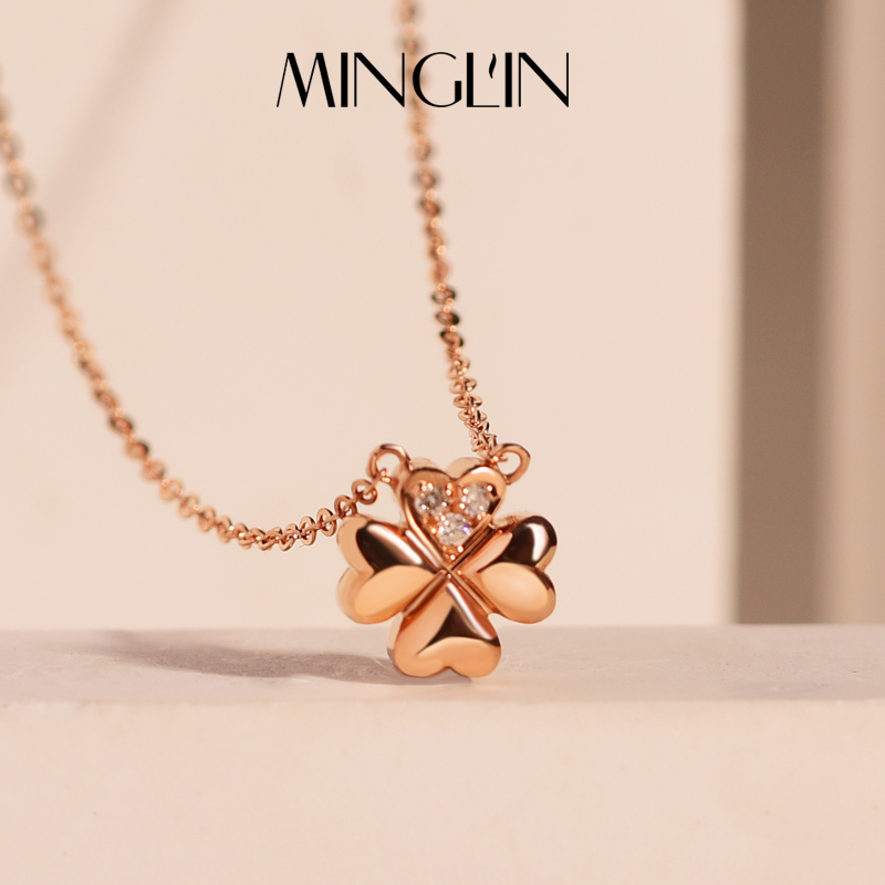 茗琳女项链四叶草18K时尚