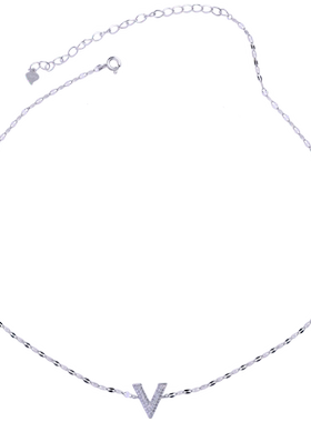 字母高级感纯银小众品牌风锁骨链