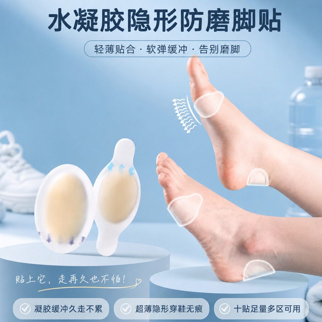 凝胶磨脚贴军训专用男女后脚跟贴防掉跟后跟贴不累脚神器水泡贴