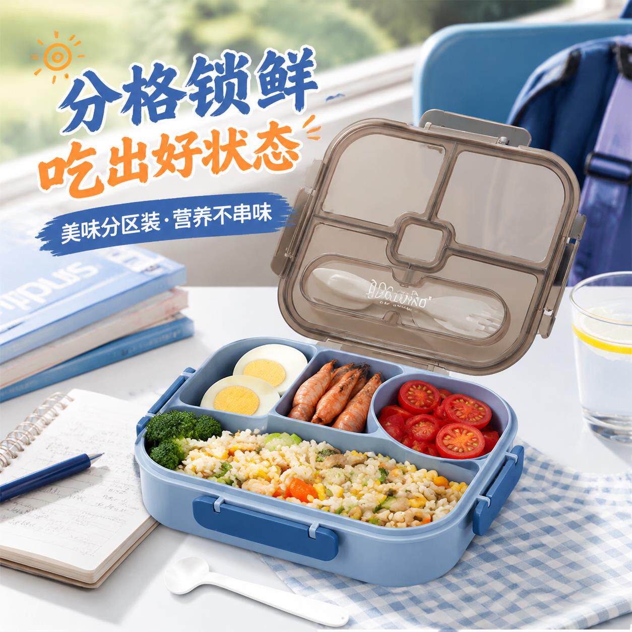 饭盒小学生专用带饭密封分格午餐盒儿童保温饭菜分离分隔便当盒子